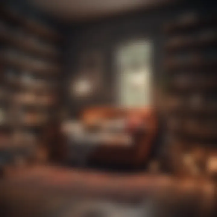 A serene reading nook surrounded by books and cozy decorations.