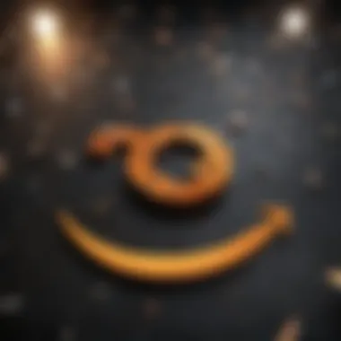 Artistic depiction of the Amazon logo intertwined with happiness symbols