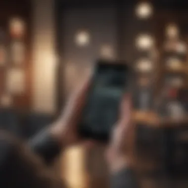 Illustration of a person tapping on their mobile device to access Audible account creation