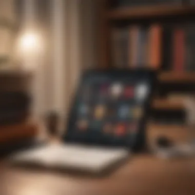 Books and Audiobooks Together An open book alongside a tablet displaying an audiobook app