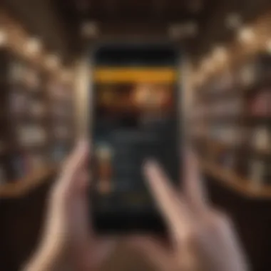 Illustration of a person browsing audiobooks on Audible app