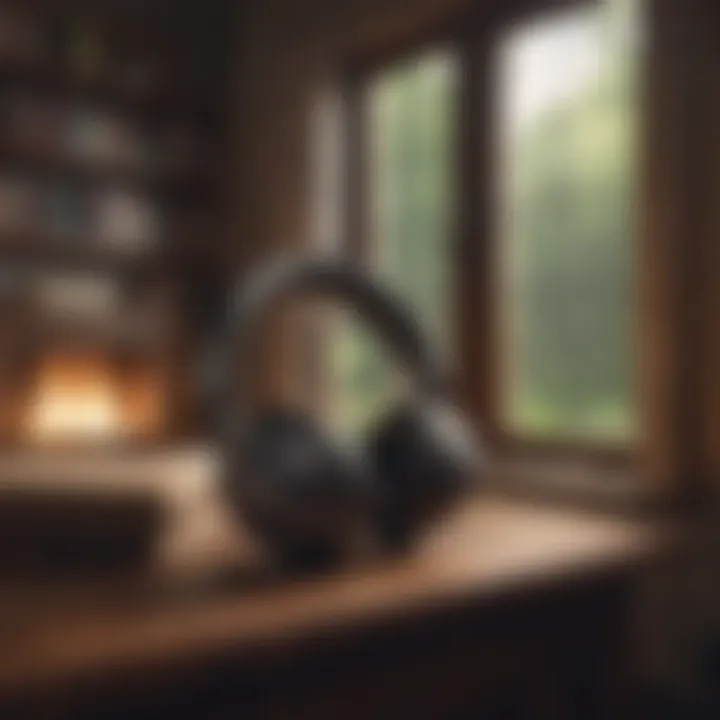 A user enjoying an audiobook while relaxing in a cozy setting.