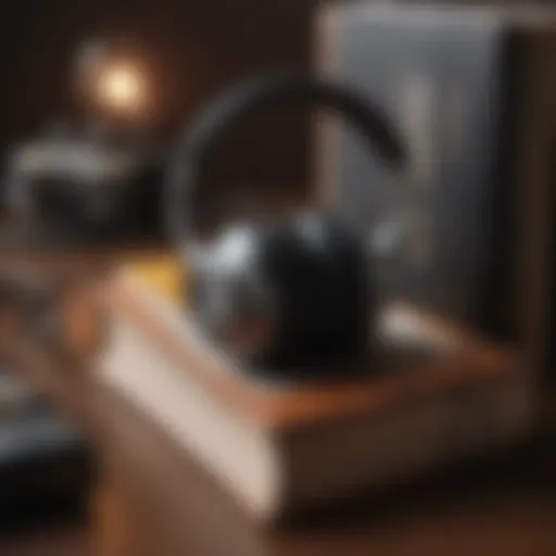 Illustration of a stack of books with headphones on top