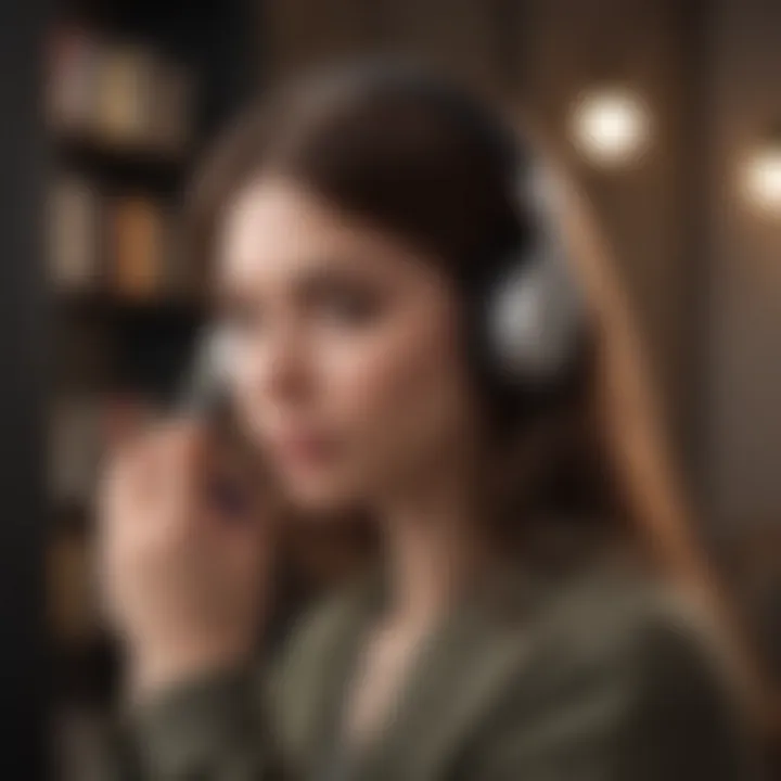Illustration of a person listening to an audiobook on a mobile device