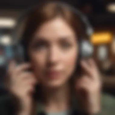 Immerse Yourself in the Audiobook Experience on iPhone Dynamic and engaging representation of a user immersed in an audiobook on their iPhone