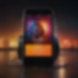 Abstract colorful artistic representation of an iPhone with Audible app interface