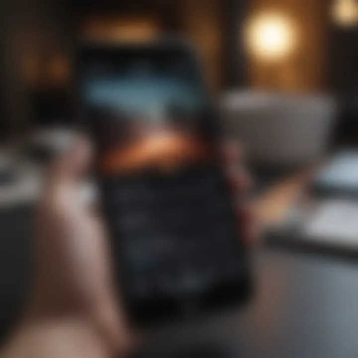 Sleek and futuristic depiction of optimized settings on an iPhone screen