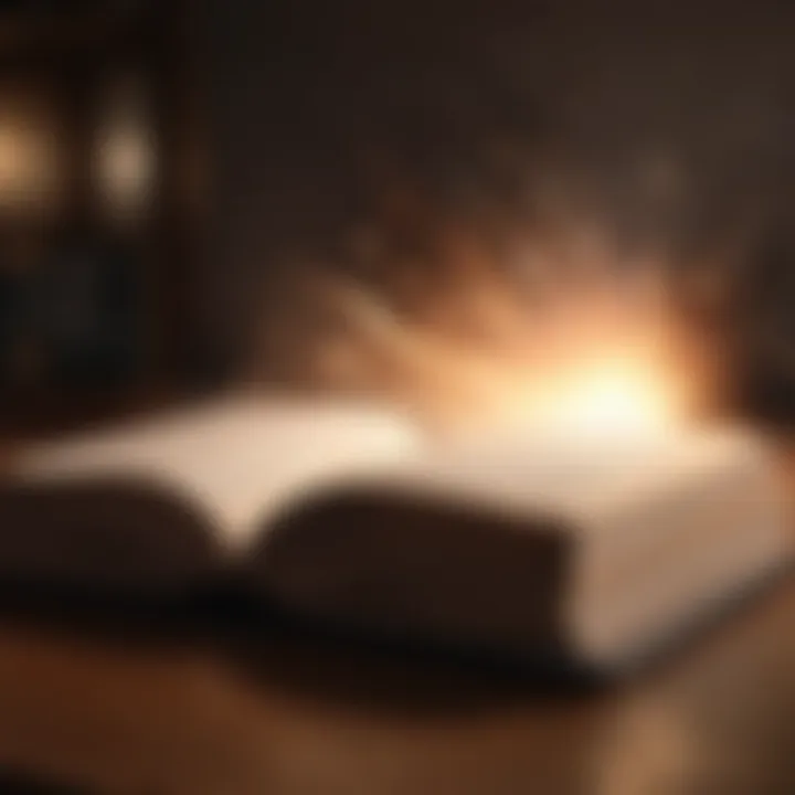 Illustration of an open book with light emanating from it