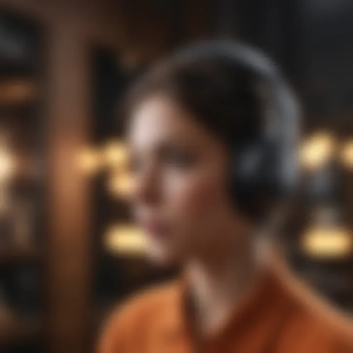 Person listening to audiobook with headphones