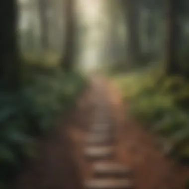 Path to Self-Discovery: Navigating Inner Landscapes A serene landscape depicting a clear path leading through a forest.