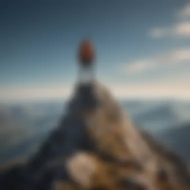 Summit of Self-Mastery: Achieving Heights of Understanding A person standing atop a mountain, experiencing a sense of accomplishment and clarity.