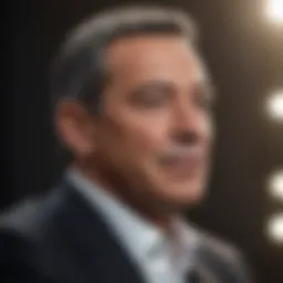 Bob Iger during a keynote speech at an industry conference, showcasing his visionary leadership.