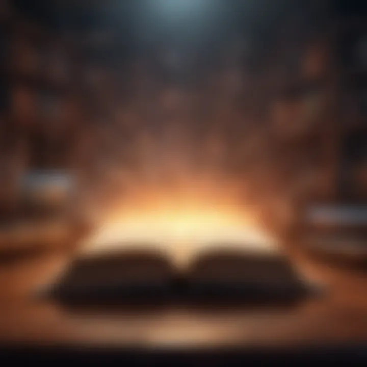 Illustration of a book opening to reveal rays of knowledge