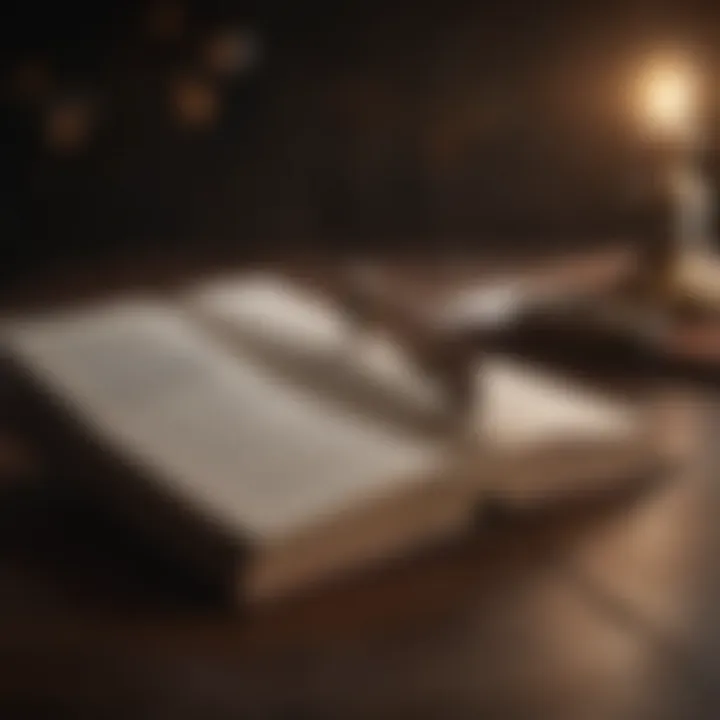 An open book with highlighted passages on leadership principles