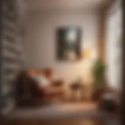 A serene reading nook with soft lighting and a bookshelf filled with inspiring titles.