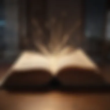 Creative depiction of an open book with light emanating from its pages, symbolizing enlightenment.