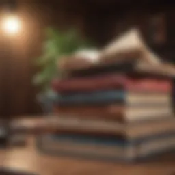 A stack of cognitive enhancement books on a wooden table