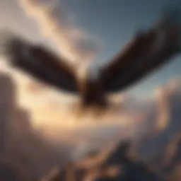 Conceptual illustration of economic freedom symbolized by soaring eagle