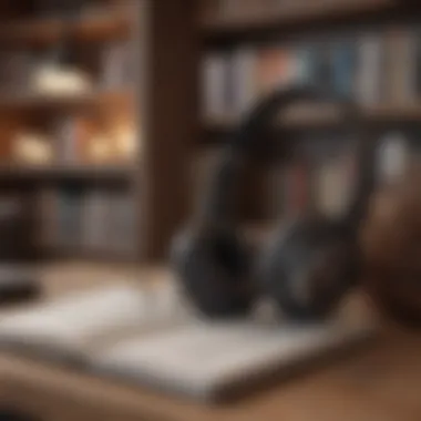 Audiobook Listening Environment Cozy reading nook with headphones and audiobook device