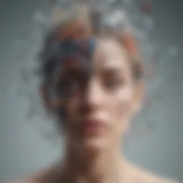 An abstract representation of the mind showcasing various psychological disorders.