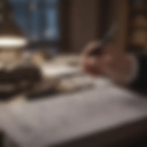 An elegant financial planner analyzing data