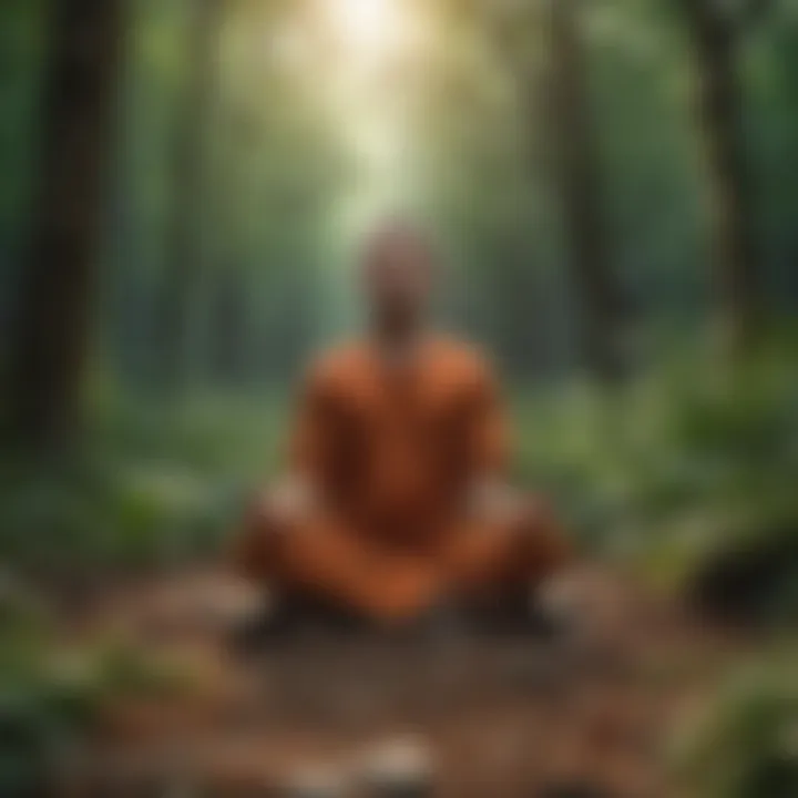 A person meditating in nature, symbolizing personal growth.