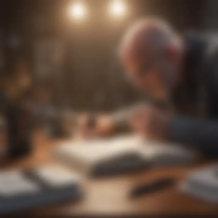 A focused individual writing down business goals