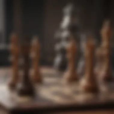 Chessboard with leadership pieces surrounded by deception