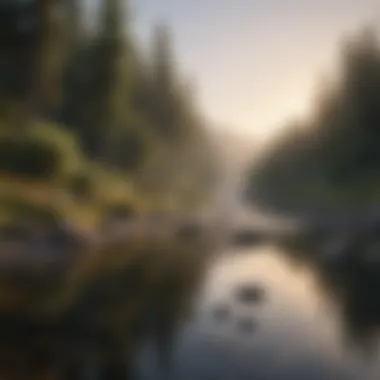 Serenity and Discipline Visual representation of discipline concepts illustrated through a serene landscape