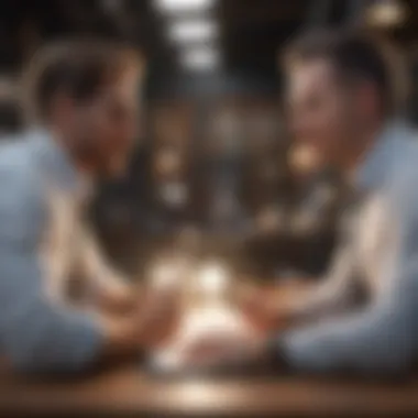 Collaborative Conversations in the Workplace Two colleagues exchanging ideas in a professional environment