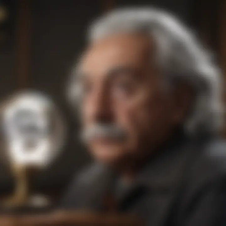 Portrait of Albert Einstein deep in thought