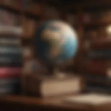 Literature and the World Books stacked with a globe in the background