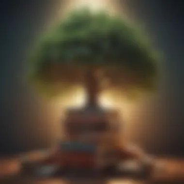 Tree of Knowledge A visual representation of growth, with a tree made of books, symbolizing knowledge and personal development through reading.