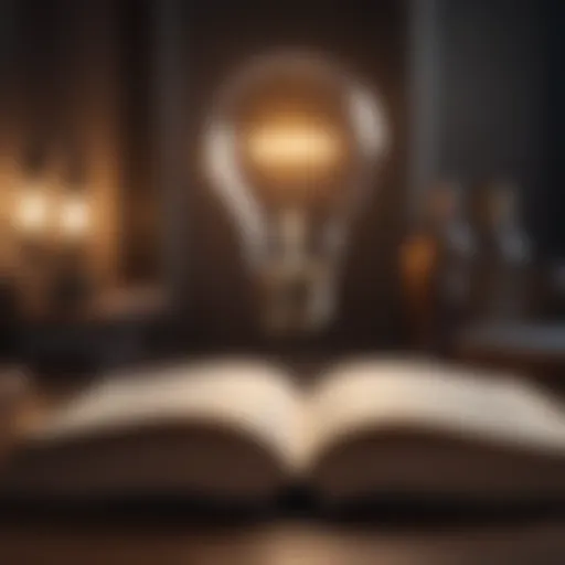 An open book with a light bulb above it, symbolizing ideas and insights for leadership