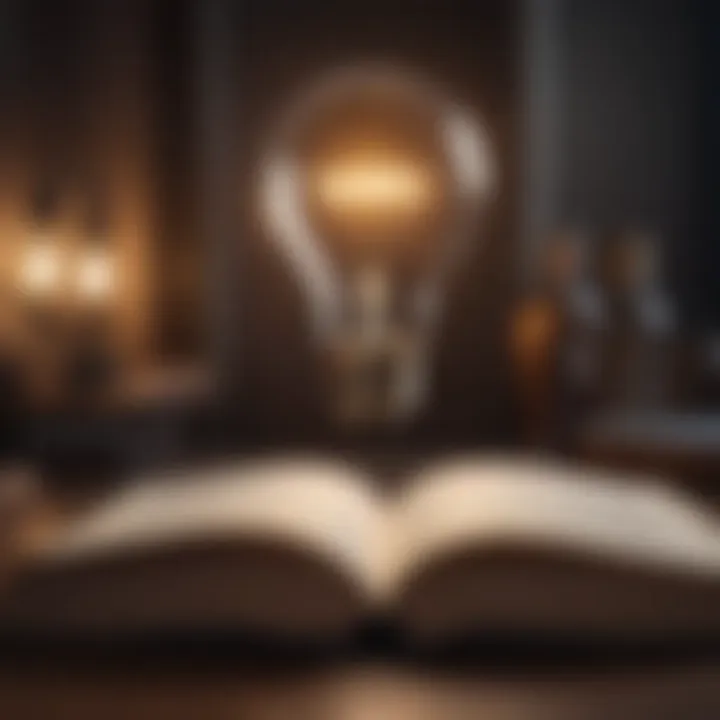 An open book with a light bulb above it, symbolizing ideas and insights for leadership