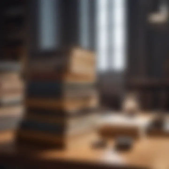 Books stacked on a table reflecting investment strategies