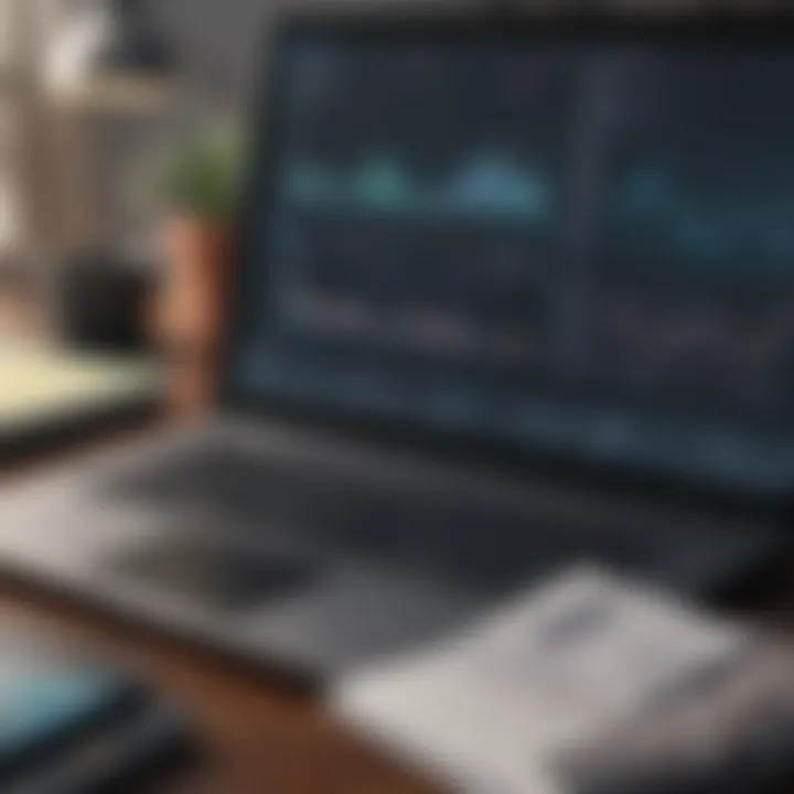 Individual analyzing financial data on a laptop