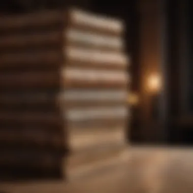 A stack of classic Roman history books on a wooden table