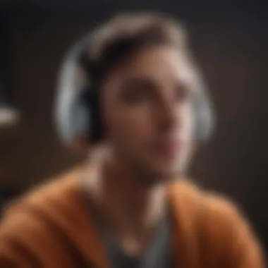 Artistic visualization of a person immersed in an audiobook