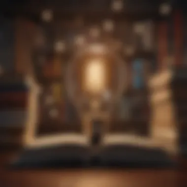 Illustration of a light bulb surrounded by open books