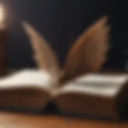 Illustration of a book with wings symbolizing the freedom of literature