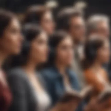 Illustration of a diverse group of characters listening to audible books with expressions of wonder