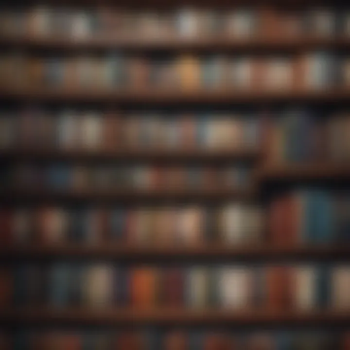 Illustration of a bookshelf filled with diverse books symbolizing a wealth of knowledge on positivity