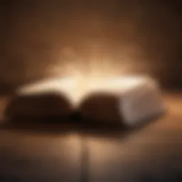An open book with glowing pages