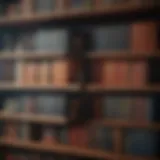 A collection of books on a wooden shelf