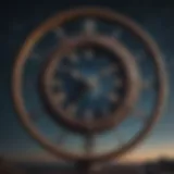 A surreal clock suspended in a starry sky, symbolizing the concept of halting time.