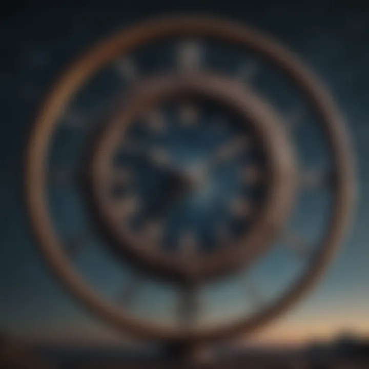 A surreal clock suspended in a starry sky, symbolizing the concept of halting time.
