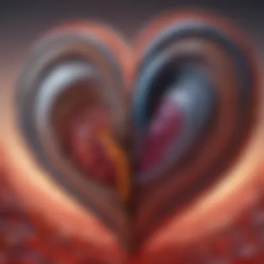 Abstract depiction of a heart with layers representing the complexities of love