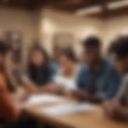 A diverse group of individuals engaging with various note-taking applications on their devices.