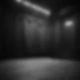 Abstract black and white drawing of a theater stage